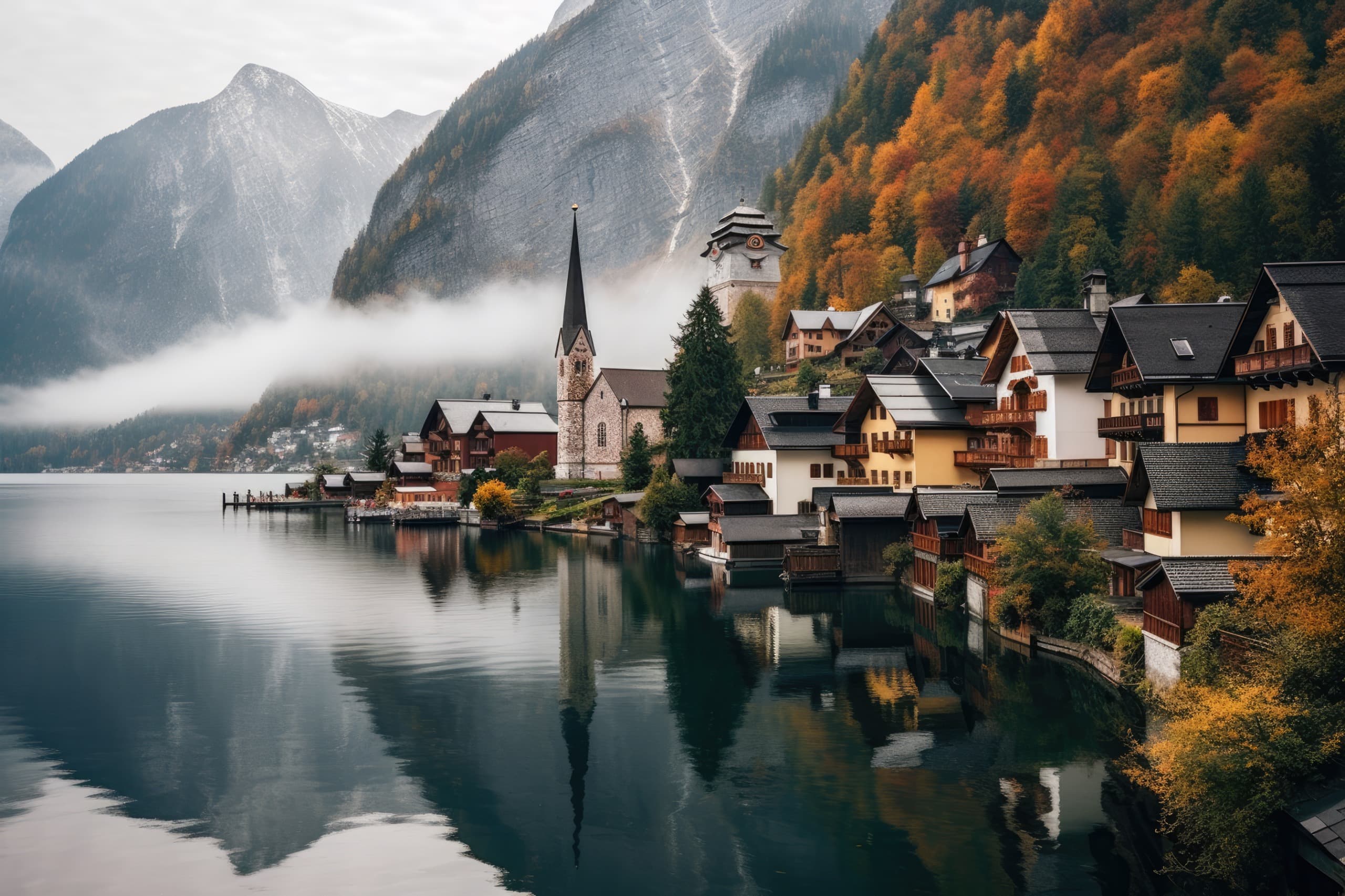 Hallstatt village lake scenery